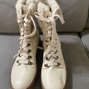 Circus by Sam Edelman Sanders 2 Lug Sole Combat Boots- Ivory Shearling  9.5 US